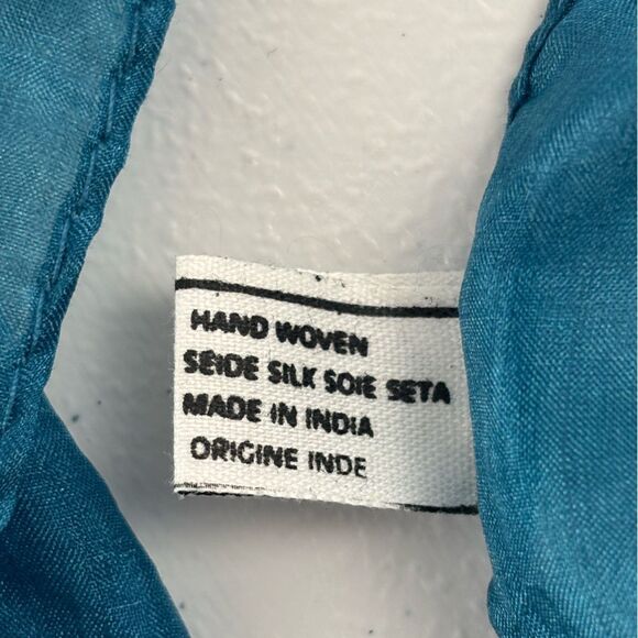 The Sak Vintage Silk Blue & Green Watercolor Scarf Fairy Office Old Money Artsy - Picture 7 of 9